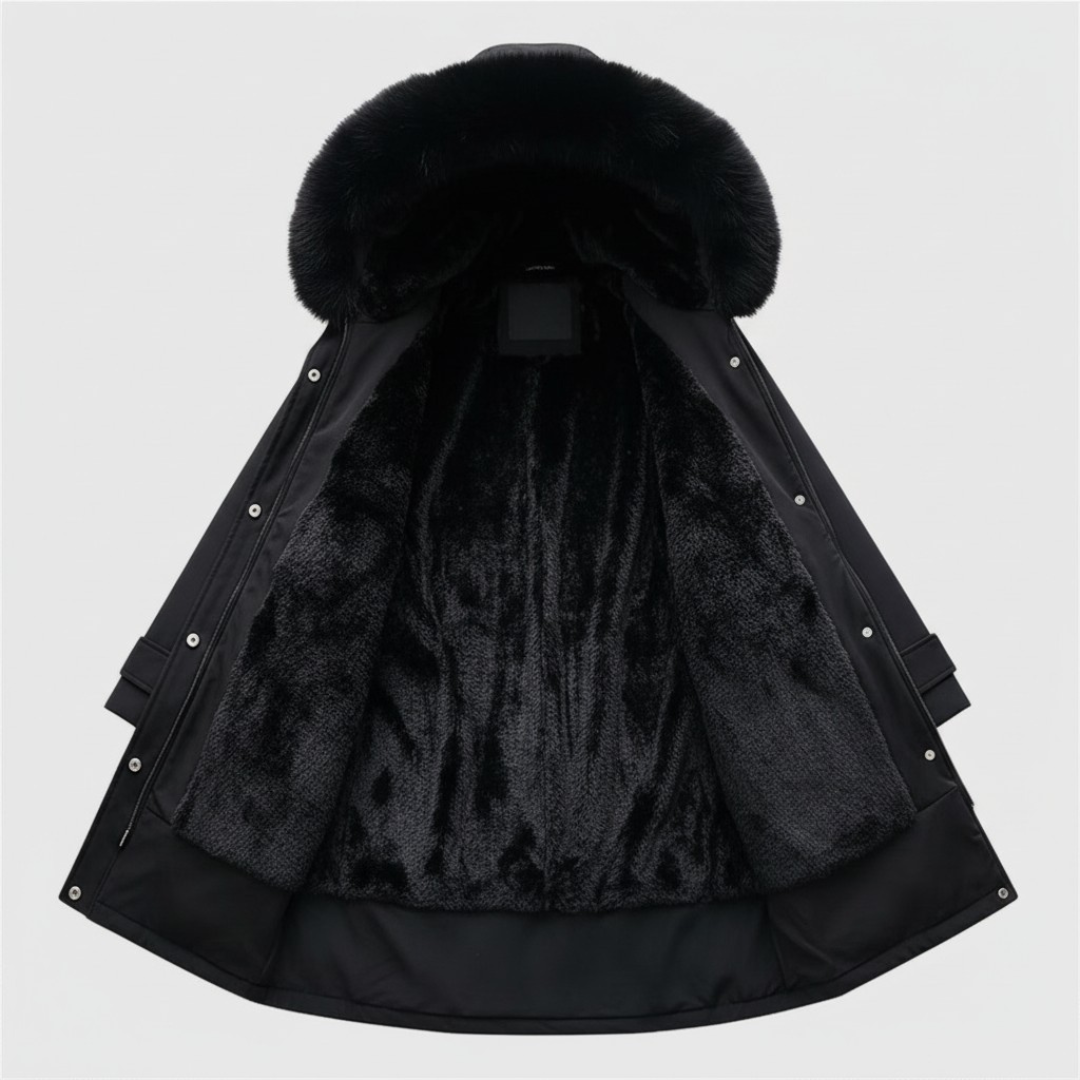 Helena™ | Fleecefodrad Vinterkappa med Avtagbar Krage